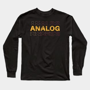 Analog Distressed Neon Design Long Sleeve T-Shirt